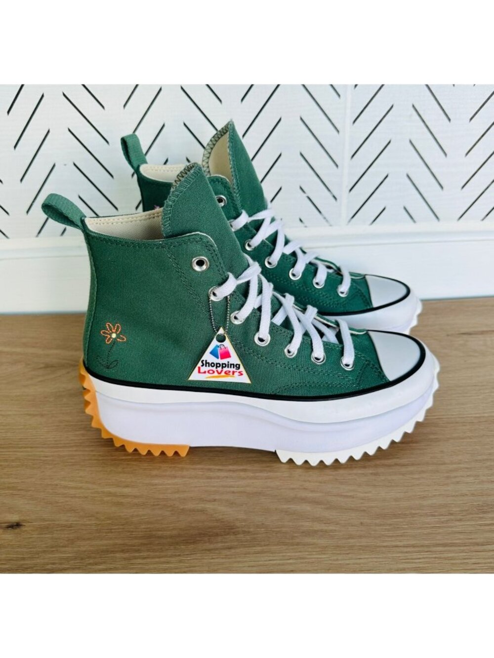 ⭐Converse Run Star Hike Platform Sz 5 Men's Shoes Flowers Green Sneakers A11562C